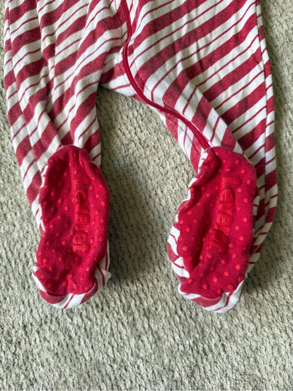 Leveret Baby Footed Cotton Pajama Bundle Frogs & Candy Cane Stripes 12-18M